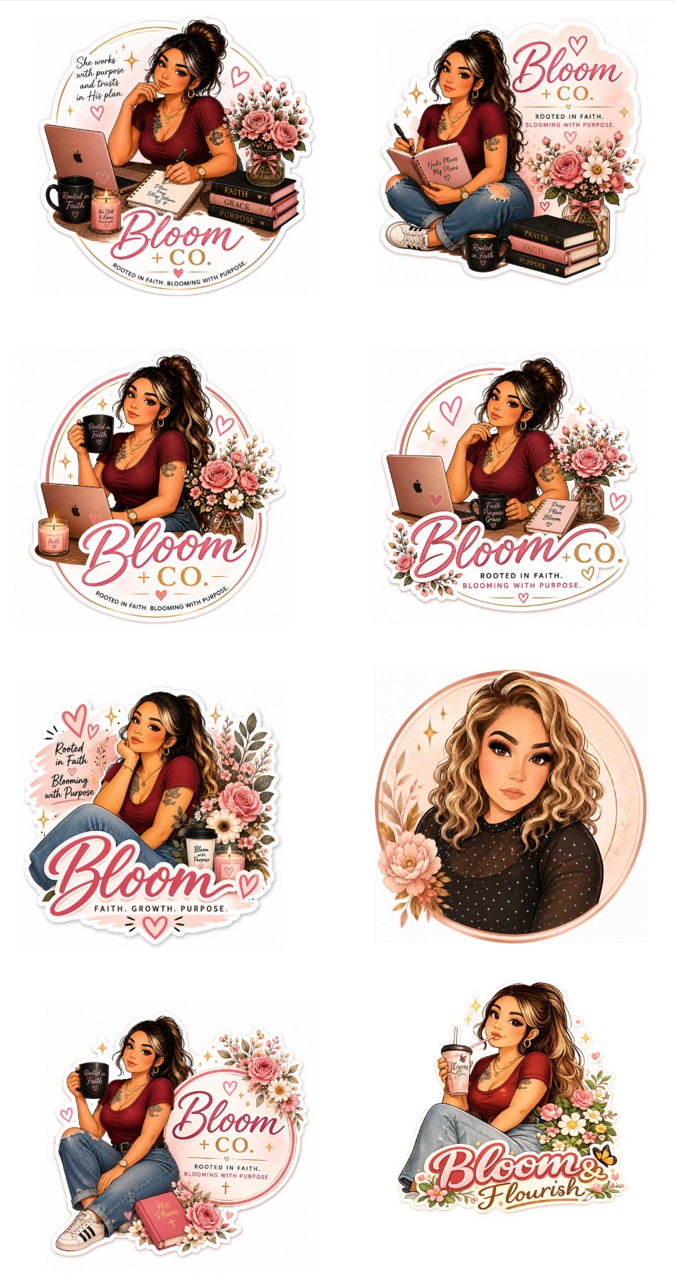 Bloom+Co faith and floral sticker sheet example