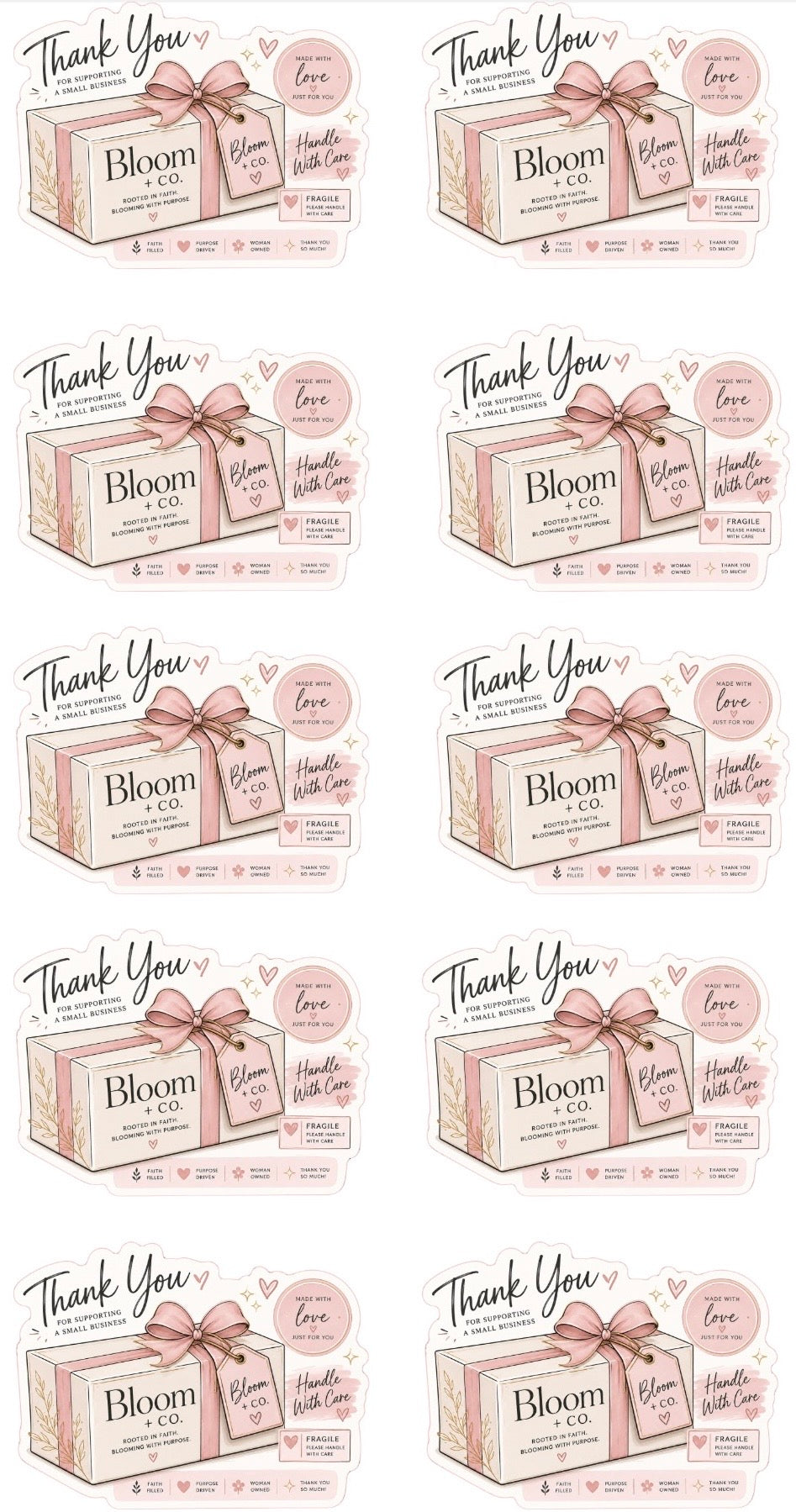 Bloom+Co thank you small business sticker sheet example