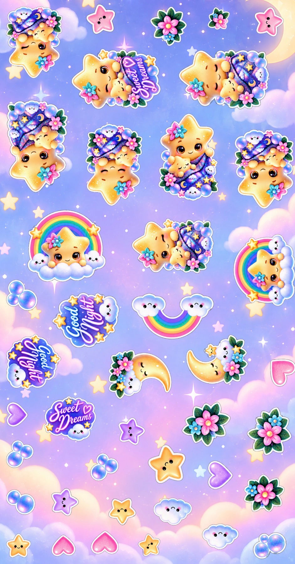 Sweet Dreams colorful sticker sheet example