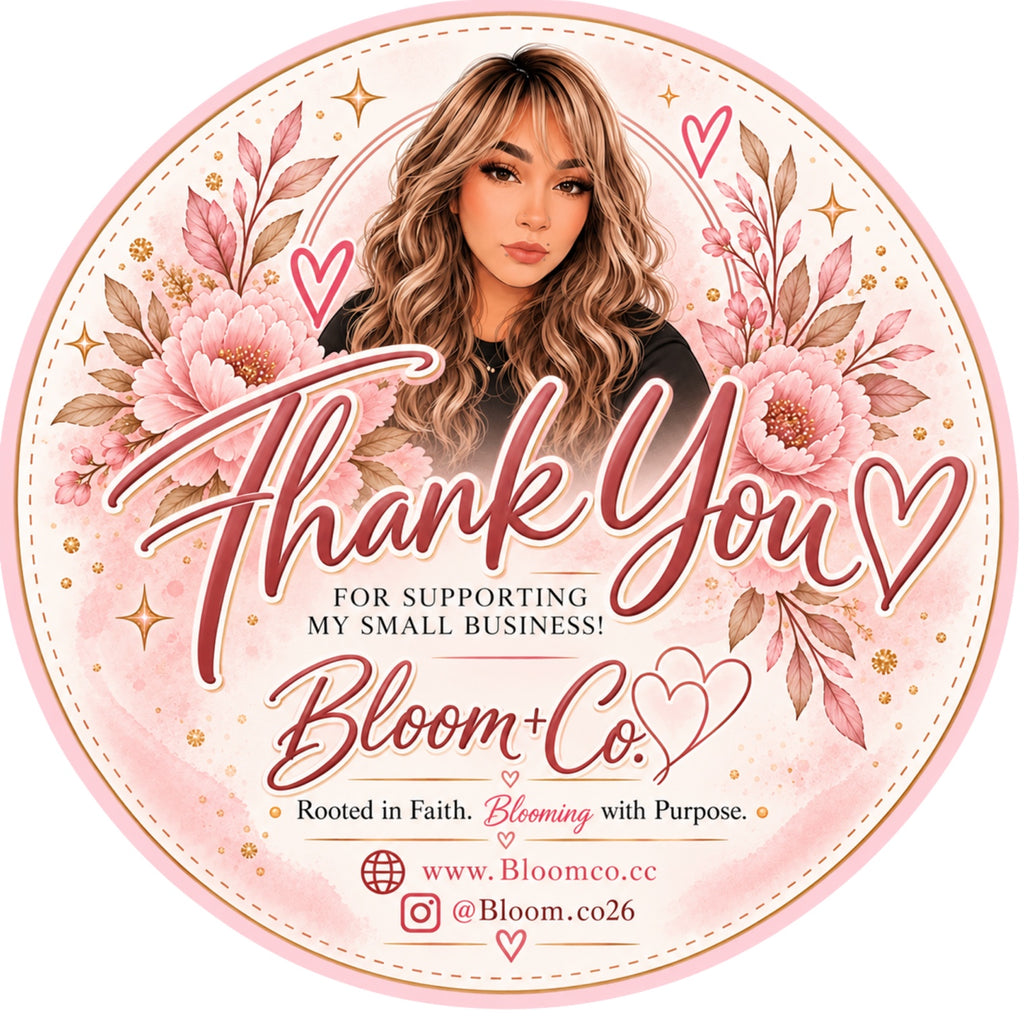 Bloom + Co. round thank-you sticker design example